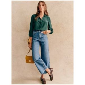 SÉZANE Le Crop Wide Leg Flared Denim Jeans